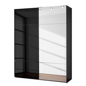 Schwebetürenschrank Samaya Zwart glas/Zwart - 181cm (2-deurs) - 223cm - Met spiegeldeuren - Zwart glas/Zwart - 181 x 223 cm - Met spiegeldeuren