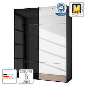 Schwebetürenschrank Samaya Glas Schwarz / Schwarz - 181 x 223 cm - Mit Spiegeltür/-en