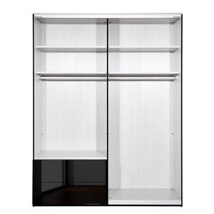 Schwebetürenschrank Samaya Zwart glas/Zwart - 181cm (2-deurs) - 223cm - Zonder spiegeldeuren - Zwart glas/Zwart - 181 x 223 cm - Zonder spiegeldeuren