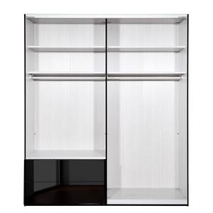 Schwebetürenschrank Samaya Zwart glas/Zwart - 200cm (2-deurs) - 223cm - Met spiegeldeuren - Zwart glas/Zwart - 200 x 223 cm - Met spiegeldeuren