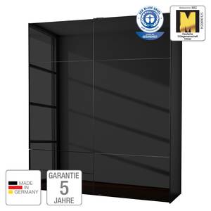 Armoire à portes coulissantes Samaya Verre noir / Noir - 200 cm (2 portes) - 223 cm - Sans portes miroir - Verre noir / Noir - 200 x 223 cm - Sans portes miroir