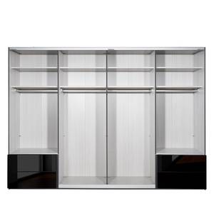 Schwebetürenschrank Samaya Zwart glas/Zwart - 322 cm (4 deur) - 235 cm - Zonder spiegeldeuren - Zwart glas/Zwart - 322 x 235 cm - Zonder spiegeldeuren