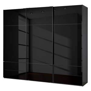 Armoire à portes coulissantes Samaya Verre noir / Noir - 271 cm (3 portes) - 235 cm - Sans portes miroir - Verre noir / Noir - 271 x 235 cm - Sans portes miroir