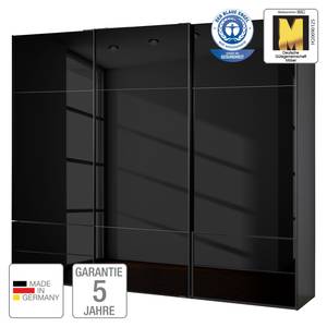 Schwebetürenschrank Samaya Zwart glas/Zwart - 271cm (3-deurs) - 223cm - Zonder spiegeldeuren - Zwart glas/Zwart - 271 x 223 cm - Zonder spiegeldeuren