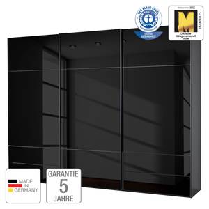 Schwebetürenschrank Samaya Zwart glas/Zwart - 300cm (3-deurs) - 223cm - Zonder spiegeldeuren - Zwart glas/Zwart - 300 x 223 cm - Zonder spiegeldeuren