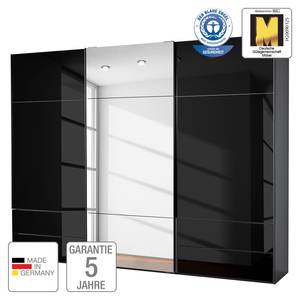 Schwebetürenschrank Samaya Zwart glas/Zwart - 300cm (3-deurs) - 235 cm - Met spiegeldeuren - Zwart glas/Zwart - 300 x 235 cm - Met spiegeldeuren