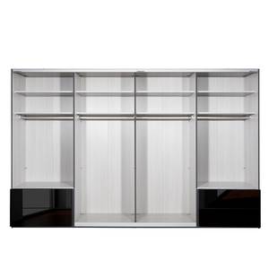 Schwebetürenschrank Samaya Glas Schwarz / Schwarz - 360 x 223 cm - Mit Spiegeltür/-en