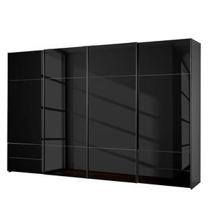 Schwebetürenschrank Samaya Zwart glas/Zwart - 360cm (4-deurs) - 223cm - Zonder spiegeldeuren - Zwart glas/Zwart - 360 x 223 cm - Zonder spiegeldeuren