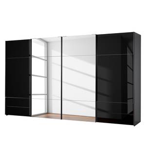 Schwebetürenschrank Samaya Glas Schwarz / Schwarz - 399 x 235 cm - Mit Spiegeltür/-en