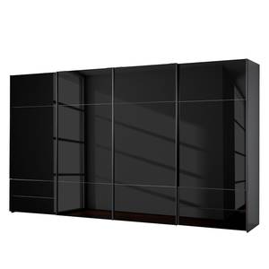 Armoire à portes coulissantes Samaya Verre noir / Noir - 399 cm (4 porte) - 223 cm - Sans portes miroir - Verre noir / Noir - 399 x 223 cm - Sans portes miroir