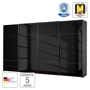 Armoire à portes coulissantes Samaya Verre noir / Noir - 399 cm (4 porte) - 223 cm - Sans portes miroir - Verre noir / Noir - 399 x 223 cm - Sans portes miroir