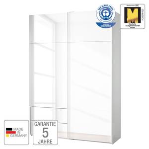 Schwebetürenschrank Samaya Glas Weiß / Weiß - 162 x 235 cm - Ohne Spiegeltür/-en