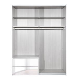 Schwebetürenschrank Samaya Glas Weiß / Weiß - 181 x 223 cm - Mit Spiegeltür/-en