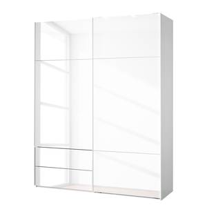 Schwebetürenschrank Samaya Glas Weiß / Weiß - 181 x 223 cm - Ohne Spiegeltür/-en