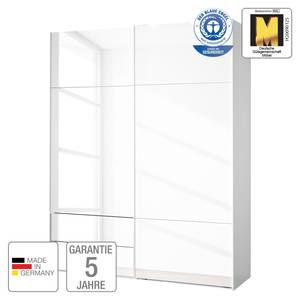 Schwebetürenschrank Samaya Glas Weiß / Weiß - 181 x 223 cm - Ohne Spiegeltür/-en