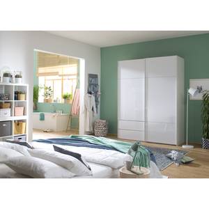 Armoire à portes coulissantes Samaya Verre blanc / Blanc - 181 cm (2 portes) - 235 cm - Sans portes miroir - Verre blanc / Blanc - 181 x 235 cm - Sans portes miroir