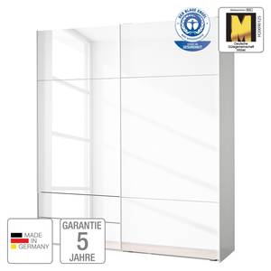 Schwebetürenschrank Samaya Wit glas/wit - 200cm (2-deurs) - 223cm - Zonder spiegeldeuren - Wit glas/wit - 200 x 223 cm - Zonder spiegeldeuren