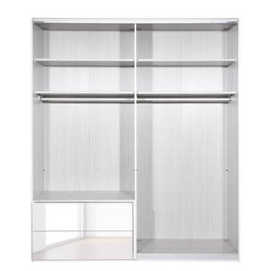 Armoire à portes coulissantes Samaya Verre blanc / Blanc - 200 cm (2 portes) - 223 cm - Sans portes miroir - Verre blanc / Blanc - 200 x 223 cm - Sans portes miroir