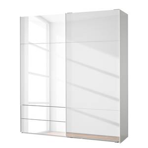 Armoire à portes coulissantes Samaya Verre blanc / Blanc - 200 cm (2 portes) - 235 cm - Avec portes miroir - Verre blanc / Blanc - 200 x 235 cm - Avec portes miroir