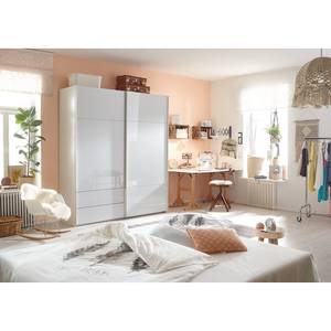 Armoire à portes coulissantes Samaya Verre blanc / Blanc - 200 cm (2 portes) - 235 cm - Sans portes miroir - Verre blanc / Blanc - 200 x 235 cm - Sans portes miroir