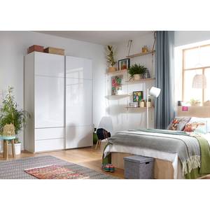 Armoire à portes coulissantes Samaya Verre blanc / Blanc - 162 cm (2 porte) - 223 cm - Sans portes miroir - Verre blanc / Blanc - 162 x 223 cm - Sans portes miroir