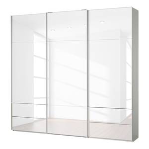 Schwebetürenschrank Samaya Wit glas/wit - 242 cm (3 deur) - 223cm - Zonder spiegeldeuren - Wit glas/wit - 242 x 223 cm - Zonder spiegeldeuren