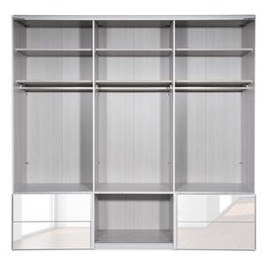 Armoire à portes coulissantes Samaya Verre blanc / Blanc - 242 cm (3 porte) - 235 cm - Avec portes miroir - Verre blanc / Blanc - 242 x 235 cm - Avec portes miroir