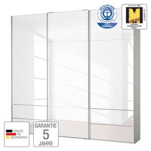 Schwebetürenschrank Samaya Wit glas/wit - 242 cm (3 deur) - 235 cm - Zonder spiegeldeuren - Wit glas/wit - 242 x 235 cm - Zonder spiegeldeuren