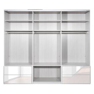 Schwebetürenschrank Samaya Wit glas/wit - 271cm (3-deurs) - 223cm - Met spiegeldeuren - Wit glas/wit - 271 x 223 cm - Met spiegeldeuren