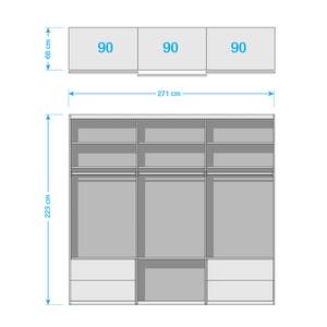 Schwebetürenschrank Samaya Glas Weiß / Weiß - 271 x 223 cm - Ohne Spiegeltür/-en