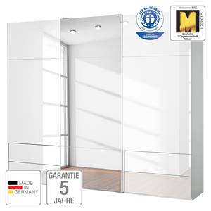 Schwebetürenschrank Samaya Wit glas/wit - 271cm (3-deurs) - 235 cm - Met spiegeldeuren - Wit glas/wit - 271 x 235 cm - Met spiegeldeuren