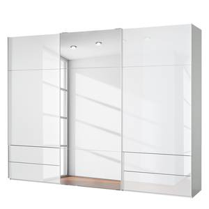 Schwebetürenschrank Samaya Glas Weiß / Weiß - 300 x 235 cm - Mit Spiegeltür/-en