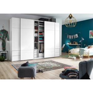 Armoire à portes coulissantes Samaya Verre blanc / Blanc - 322 cm (4 porte) - 223 cm - Sans portes miroir - Verre blanc / Blanc - 322 x 223 cm - Sans portes miroir