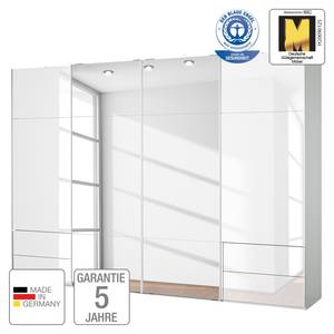 Schwebetürenschrank Samaya Wit glas/wit - 322 cm (4 deur) - 235 cm - Met spiegeldeuren - Wit glas/wit - 322 x 235 cm - Met spiegeldeuren