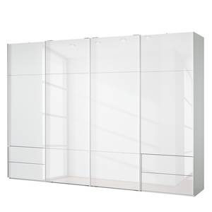 Schwebetürenschrank Samaya Wit glas/wit - 322 cm (4 deur) - 235 cm - Zonder spiegeldeuren - Wit glas/wit - 322 x 235 cm - Zonder spiegeldeuren
