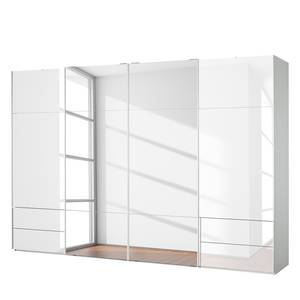 Schwebetürenschrank Samaya Glas Weiß / Weiß - 360 x 235 cm - Mit Spiegeltür/-en