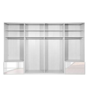 Armoire à portes coulissantes Samaya Verre blanc / Blanc - 360 cm (4 portes) - 223 cm - Sans portes miroir - Verre blanc / Blanc - 360 x 223 cm - Sans portes miroir