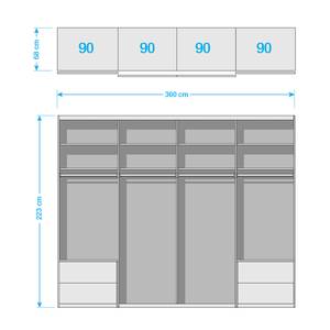 Schwebetürenschrank Samaya Glas Weiß / Weiß - 360 x 235 cm - Mit Spiegeltür/-en