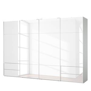 Armoire à portes coulissantes Samaya Verre blanc / Blanc - 360 cm (4 portes) - 235 cm - Sans portes miroir - Verre blanc / Blanc - 360 x 235 cm - Sans portes miroir