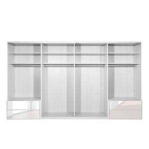 Schwebetürenschrank Samaya Wit glas/wit - 399 cm (4 deur) - 223cm - Met spiegeldeuren - Wit glas/wit - 399 x 223 cm - Met spiegeldeuren