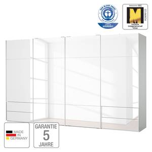 Schwebetürenschrank Samaya Glas Weiß / Weiß - 399 x 223 cm - Ohne Spiegeltür/-en