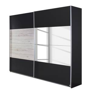 Armoire à portes coulissantes Saragossa Gris métallisé / Imitation chêne de San Remo blanc - Largeur : 181 cm