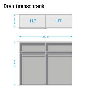 Zweefdeurkast Sibilla hoogglans wit - Breedte: 240 cm