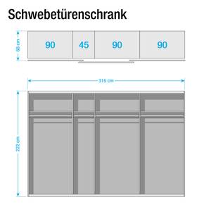 Zweefdeurkast SKØP 315 x 222 cm - 3 deuren - Basic