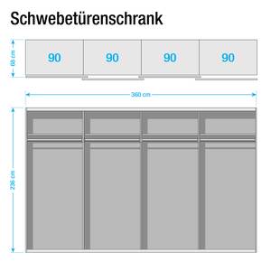 Schwebetürenschrank SKØP 360 x 236 cm - 3 Türen - Premium