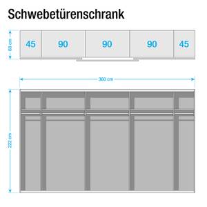 Schwebetürenschrank SKØP 360 x 222 cm - 4 Türen - Basic