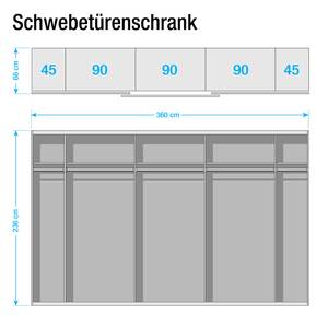 Schwebetürenschrank SKØP 360 x 236 cm - 4 Türen - Basic