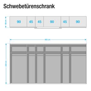 Schwebetürenschrank SKØP 405 x 222 cm - 3 Türen - Basic