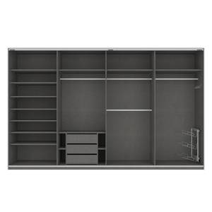 Schwebetürenschrank SKØP Graphit / Eiche Sonoma Dekor - 360 x 222 cm - 4 Türen - Comfort