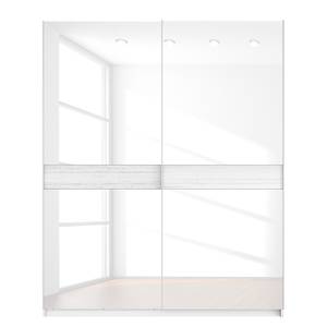 Schwebetürenschrank SKØP Alpinweiß / Glas Weiß - 181 x 222 cm - 2 Türen - Comfort